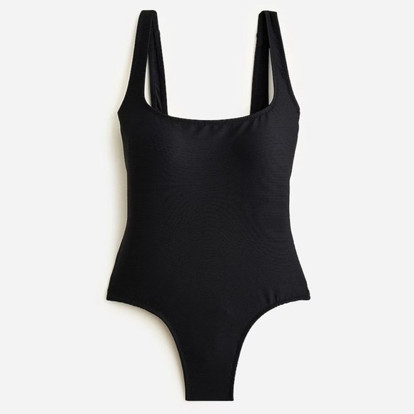 NWOT J. Crew Ribbed Square Neck One-Piece in Black Size 16 - Picture 1 of 11
